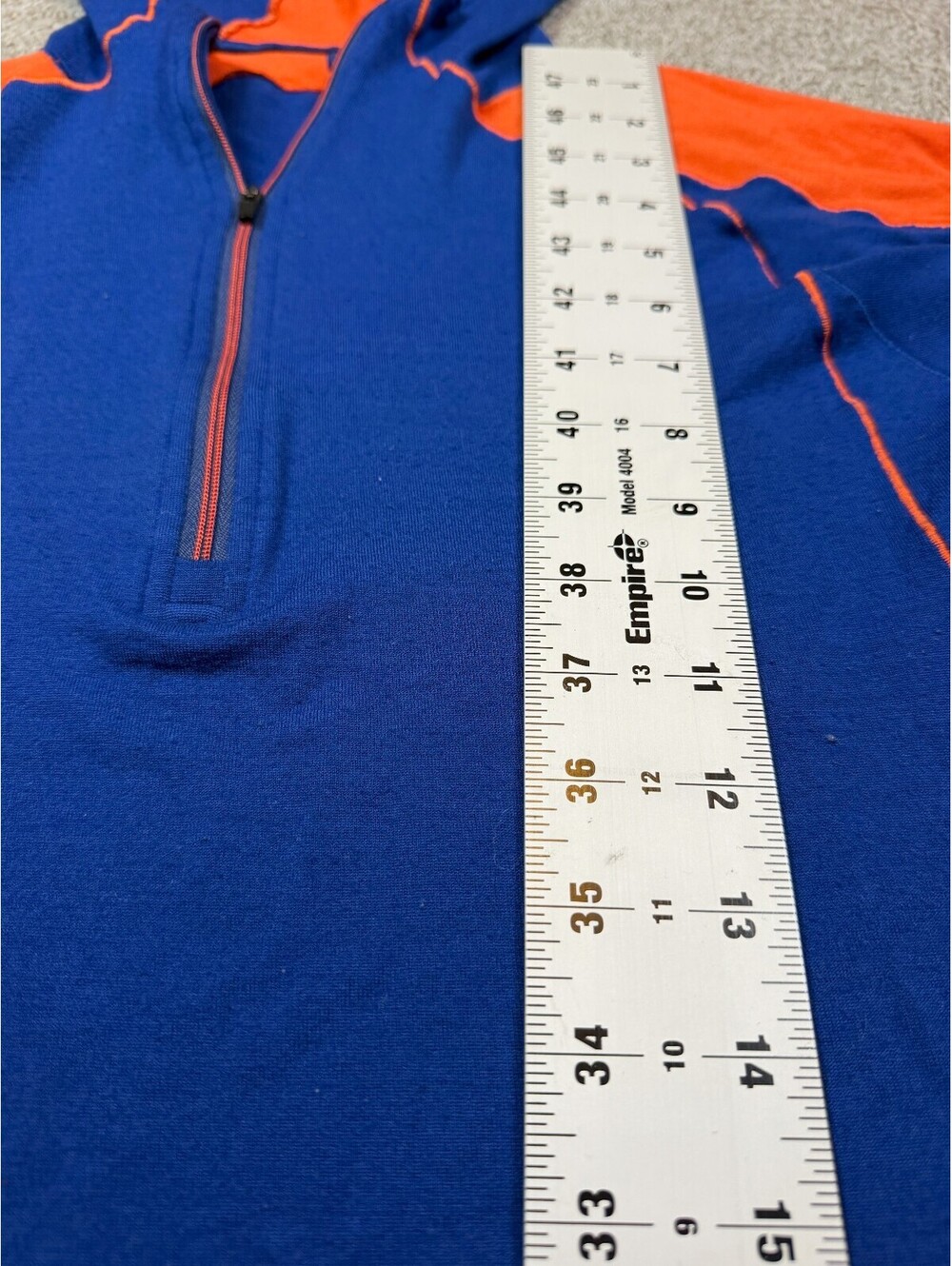 Patagonia Merino Wool Hoodie Mens M Blue Orange 1/4 Zip Thumbholes Gorpcore - Picture 4 of 6